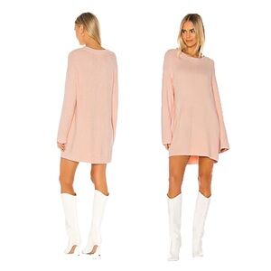 Lovers And Friends Montley Oversized Pink Sweater Dress in Blush Fuzzy Knit